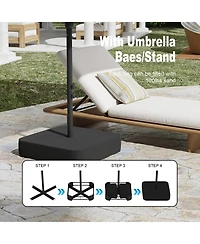 15 ft. Large Double Sided Umbrella Outdoor Patio Umbrella with Base and Sand Bag