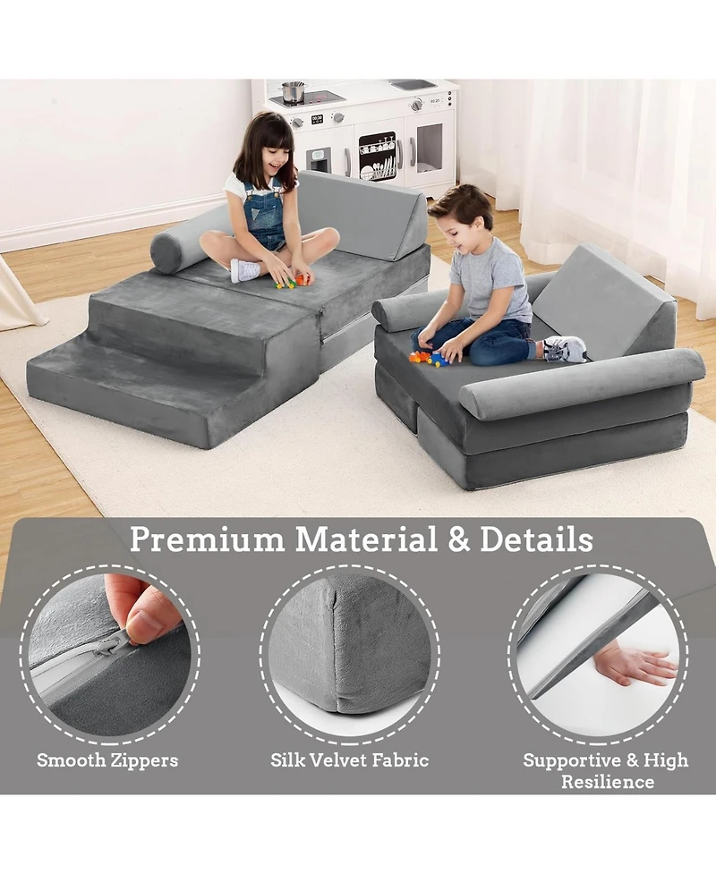 Modular Kids Couch 13PCS Nugget Couch,Toddler Couch for Creative Boys Girls, Convertible Nugget Couch Kids Modular Play Couch, Kids Sofa for Playroom