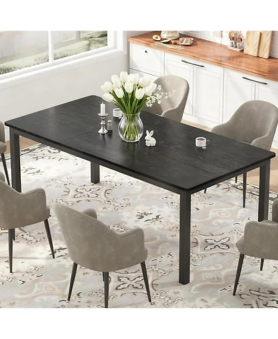 gaomon 79" Industrial Kitchen Table with Metal Legs for 6, Waterproof Surface, Easy Assembly