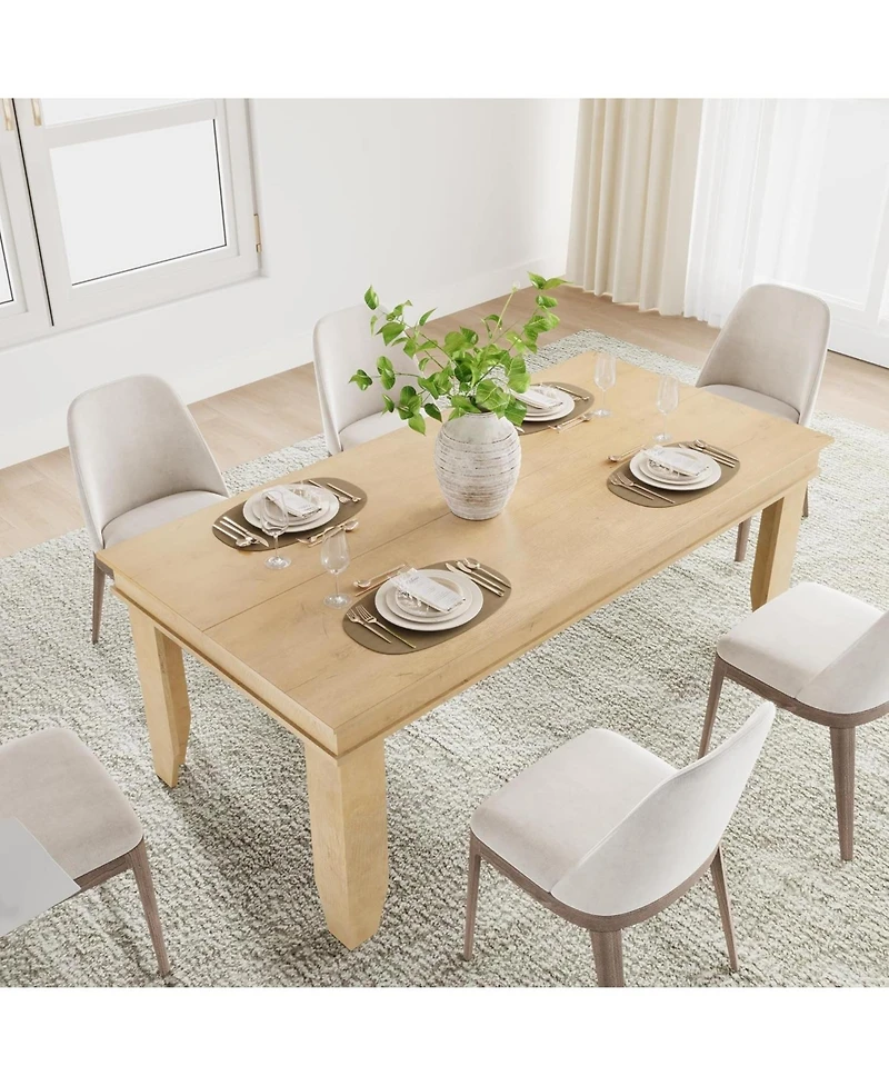 gaomon 71 in Long Natural Color Kitchen Tables with Wooden Sturdy Frame, 6 ft Large Rectangular Dinner Table for Living Room, Kitchen, Dining Room