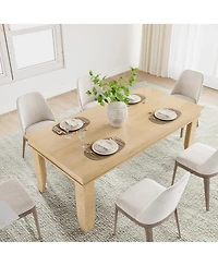 gaomon 71 in Long Natural Color Kitchen Tables with Wooden Sturdy Frame, 6 ft Large Rectangular Dinner Table for Living Room, Kitchen, Dining Room