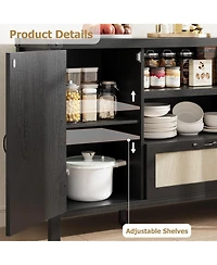gaomon 47.2 inch Rattan Buffet Cabinet with Storage, Kitchen Coffee Bar Cabinet with Doors and Drawer