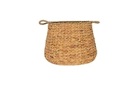 Household Essentials Round Handwoven Water Hyacinth and Seagrass Basket with Handles, Natural