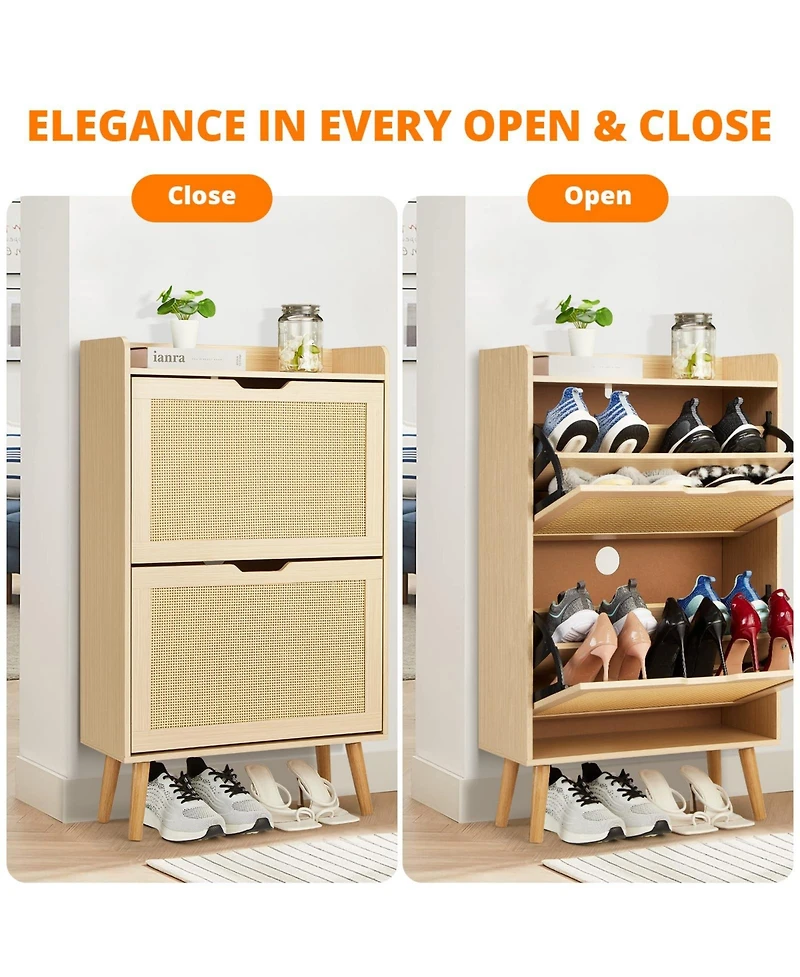 gaomon Narrow Odor-Resistant Mdf Shoe Cabinet with Flip Drawers