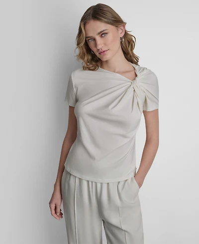 Dkny Women's Short-Sleeve Twist Neck Top