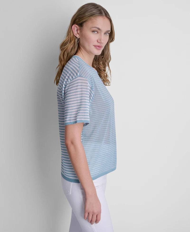 Dkny Women's Short-Sleeve Striped Sweater