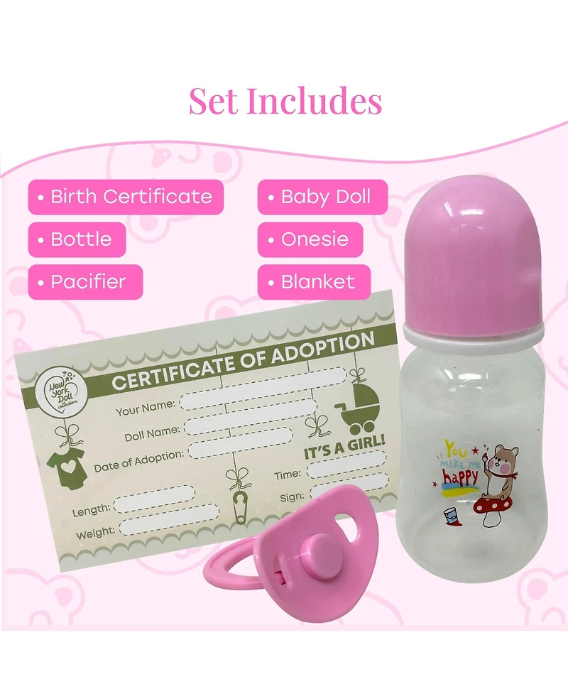 The New York Doll Collection 22 inch reborn baby doll with blond curly hair outfit/hairband