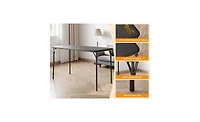 gaomon 4-Foot Folding Table with Upholstered Pu Leather Top, Heavy-Duty Metal Legs