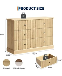 gaomon 6 Drawer Dresser for Bedroom, Horizontal Chest of Drawers, Fluted Panel Wood Dresser, Small Space Bedroom Clothing