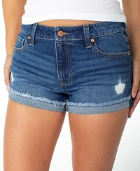 Celebrity Pink Juniors' Mid-Rise Fringe-Cuff Shorts