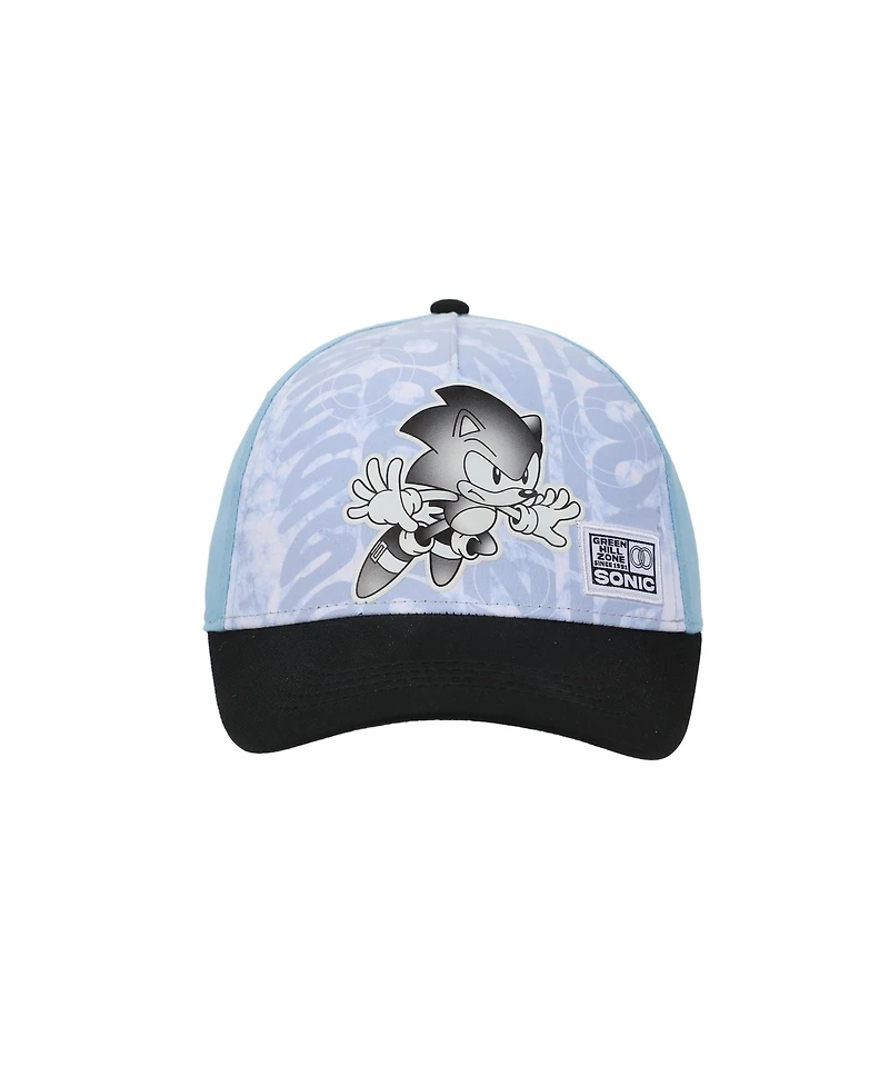 Sonic the Hedgehog Boys Woven Character Patch Youth Blue and Black Traditional Adjustable Hat
