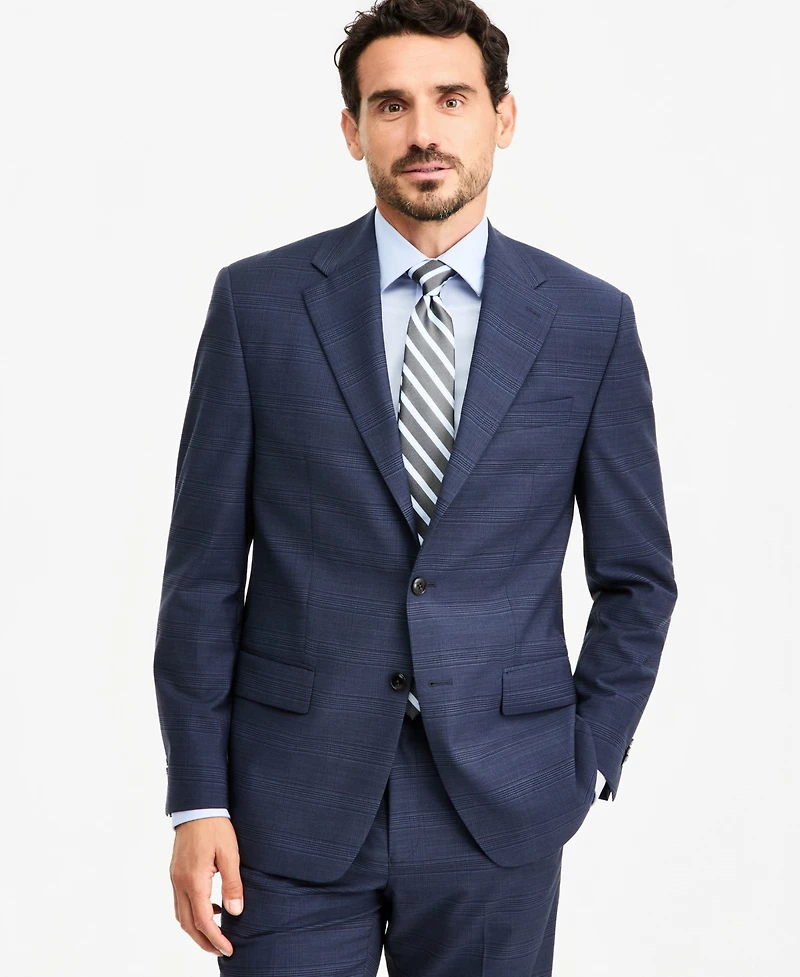 Michael Kors Men's Classic-Fit Wool-Blend Stretch Plaid Suit Separate Jacket