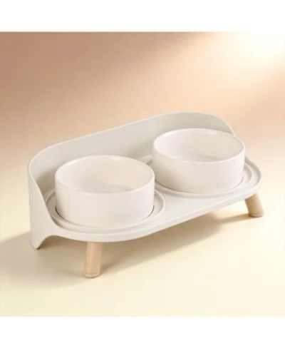 Aronkl Elevated Ceramic Dog Bowl Set with Stand Splash Proof Raised Dishes for Food Water Ideal Small Medium Dogs