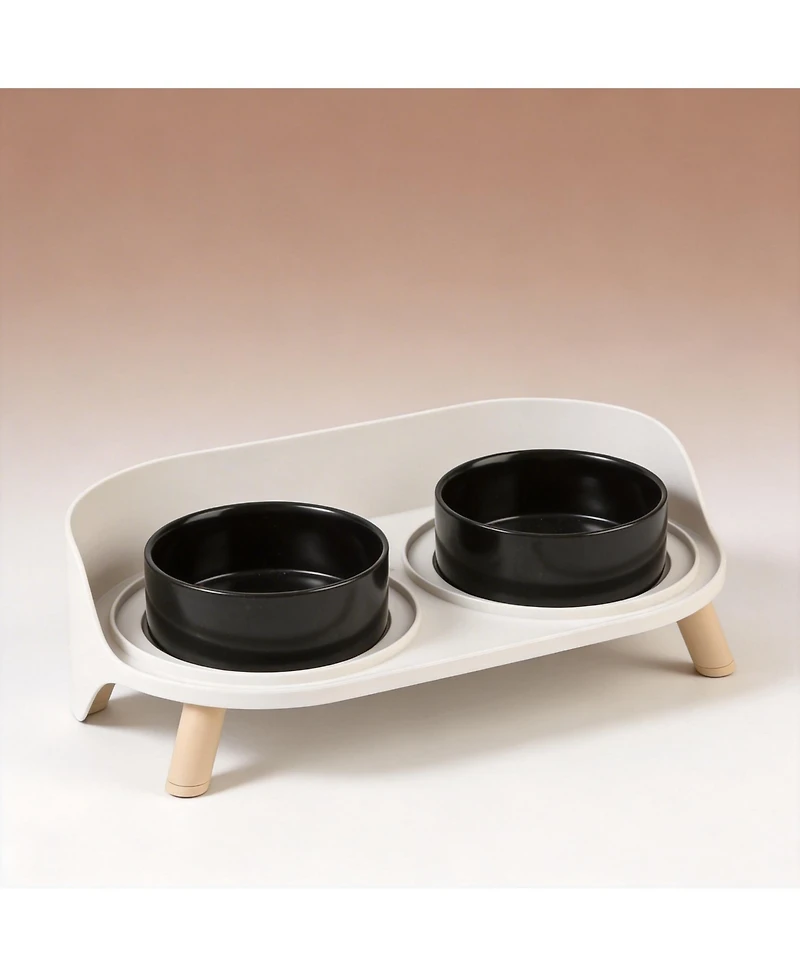 Aronkl Elevated Ceramic Dog Bowl Set with Stand Splash Proof Raised Dishes for Food Water Ideal Small Medium Dogs