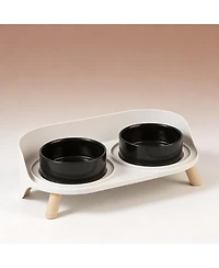Aronkl Elevated Ceramic Dog Bowl Set with Stand Splash Proof Raised Dishes for Food Water Ideal Small Medium Dogs