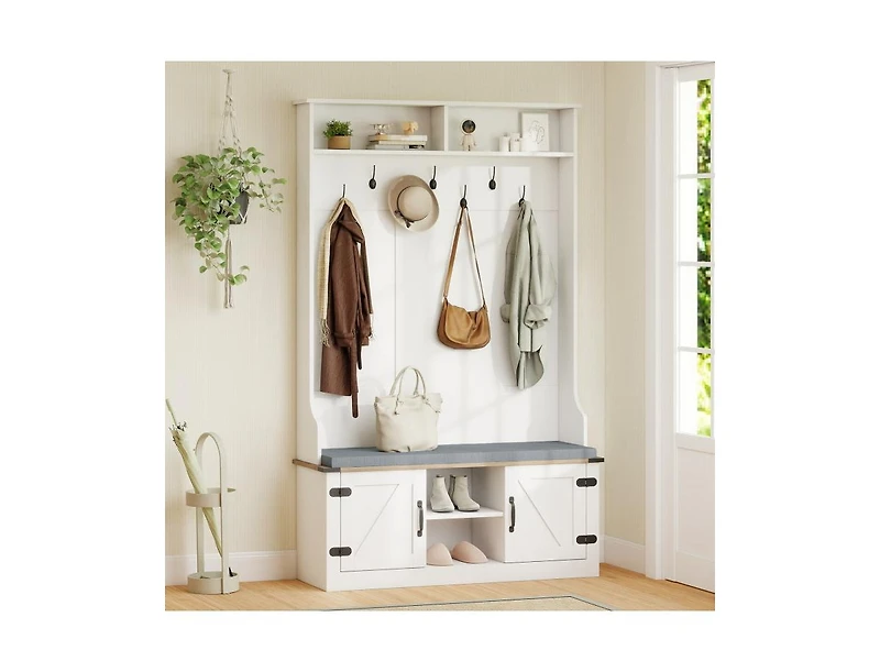 Slickblue Tall 68.5" Entryway Rack with Cushioned Bench & Storage