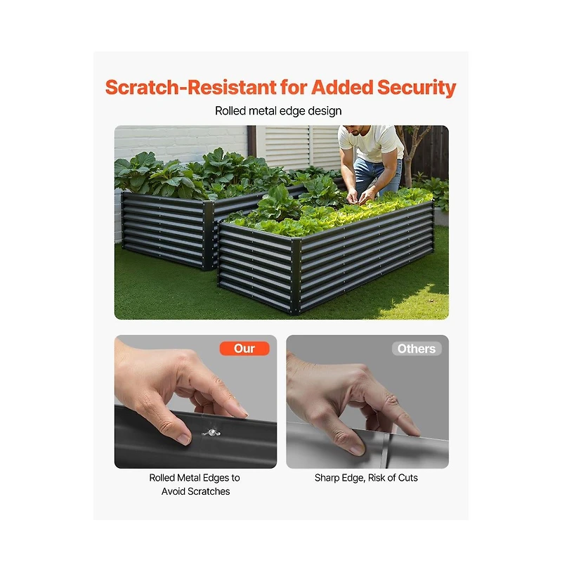 Slickblue 8x4x2 ft Galvanized Metal Raised Garden Bed Dark Grey