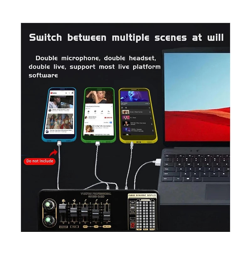 Artudatech Pro Sound Card Kit – Dual Mic Input, Otg & 30+ Sound Effects for Podcast & Live