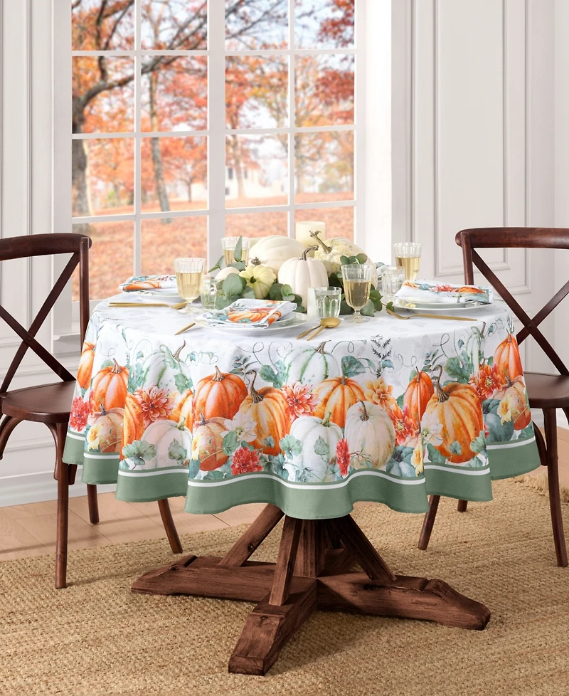 Elrene Pumpkin Harvest Vine Double Border Tablecloth