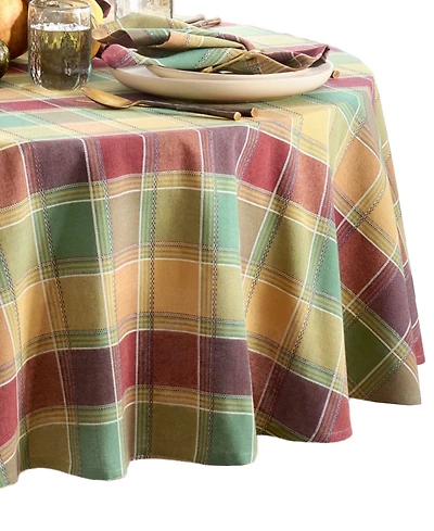 Elrene Autumn Acres Plaid Tablecloth, 70" Round