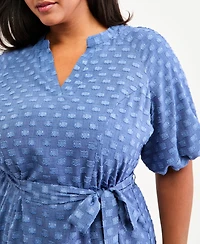 Vince Camuto Plus Puff-Sleeve Midi Dress