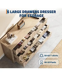 gaomon Fluted Dresser with Drawer, Modern Dressers for Bedroom with Wood Top, Sturdy Wooden Dresser & Tv Stand.