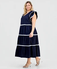 Robbie Bee Plus V-Neck Flutter-Sleeve Dress