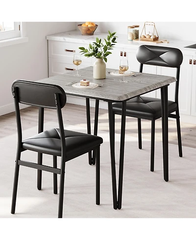 gaomon 3-Piece Dining Table Set with 2 Upholstered Chairs