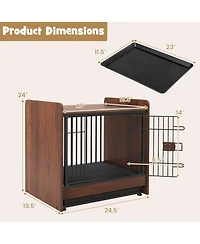 Gymax Dog Cage Furniture w/Removable Tray and Lockable Door Adjustable Foot Pads