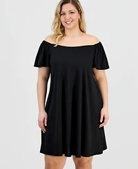 Robbie Bee Plus Off-The-Shoulder Crepe Shift Dress