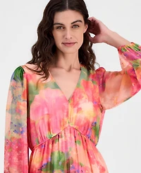 Robbie Bee Women's V-Neck Long-Sleeve Maxi Dress
