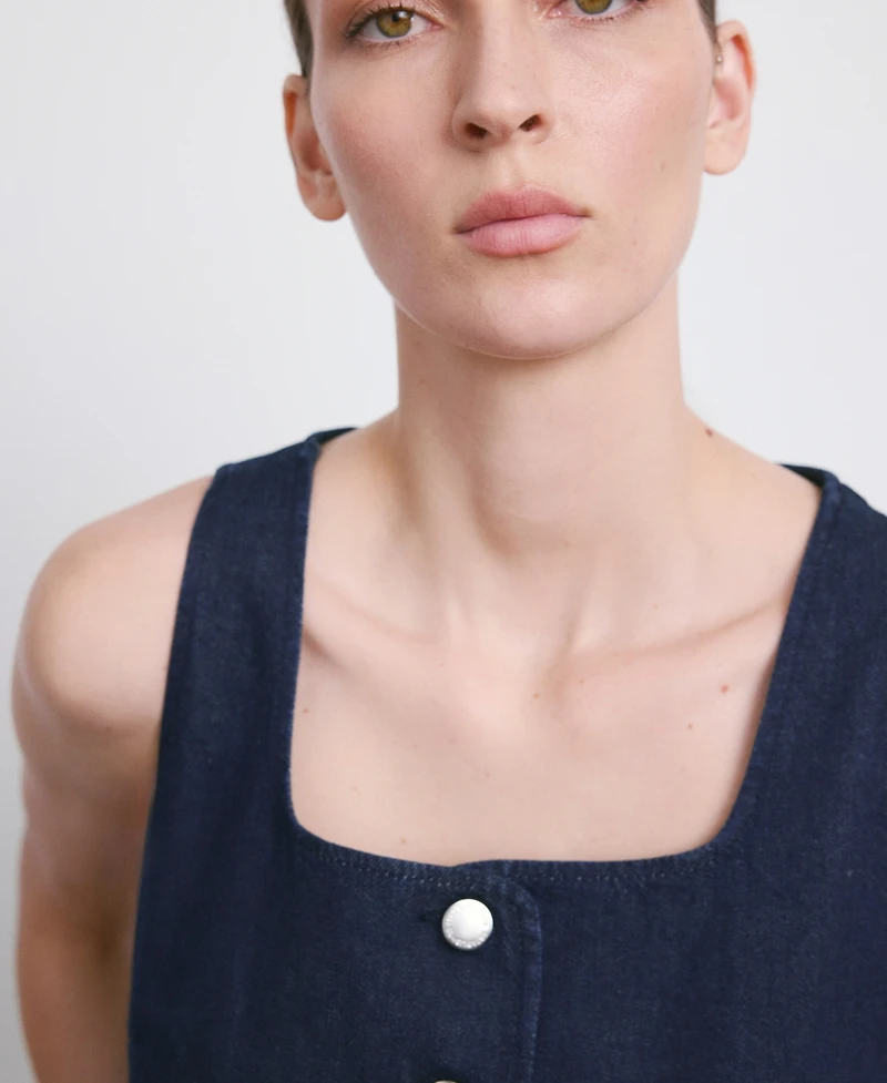 Mango Women's Buttoned Denim Top