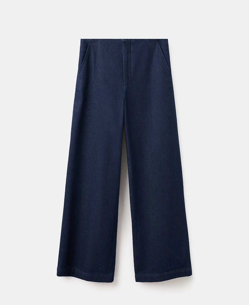 Mango Women's Wide Leg Mid-Rise Jeans