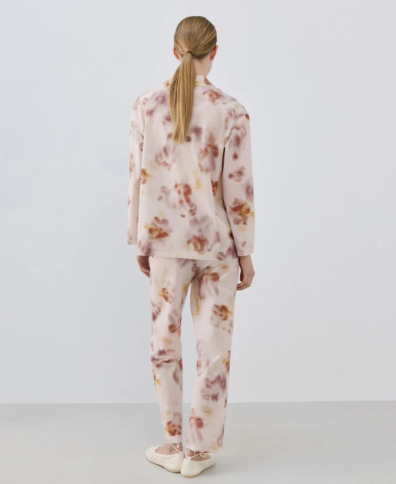 Mango Women's Floral-Print Cotton Pyjama Top