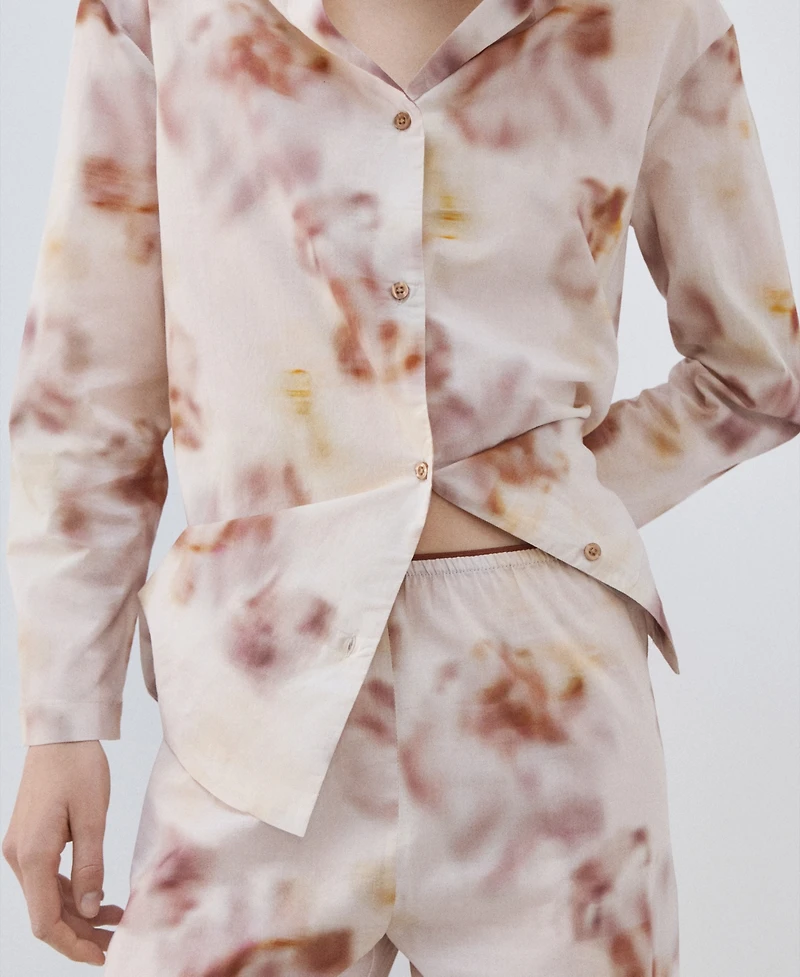 Mango Women's Watercolor Print Cotton Pajama Trousers