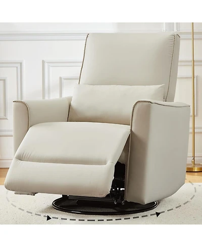 gaomon Ergonomic Swivel Rocking Recliner, Manual Pu Leather Glider, High Back, Padded Armrests, Sofa for Living Room