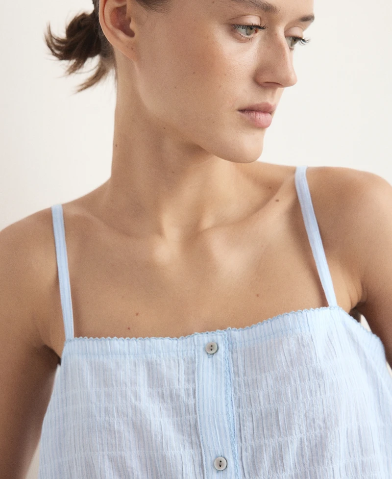 Mango Women's Cotton Spaghetti-Strap Nightgown