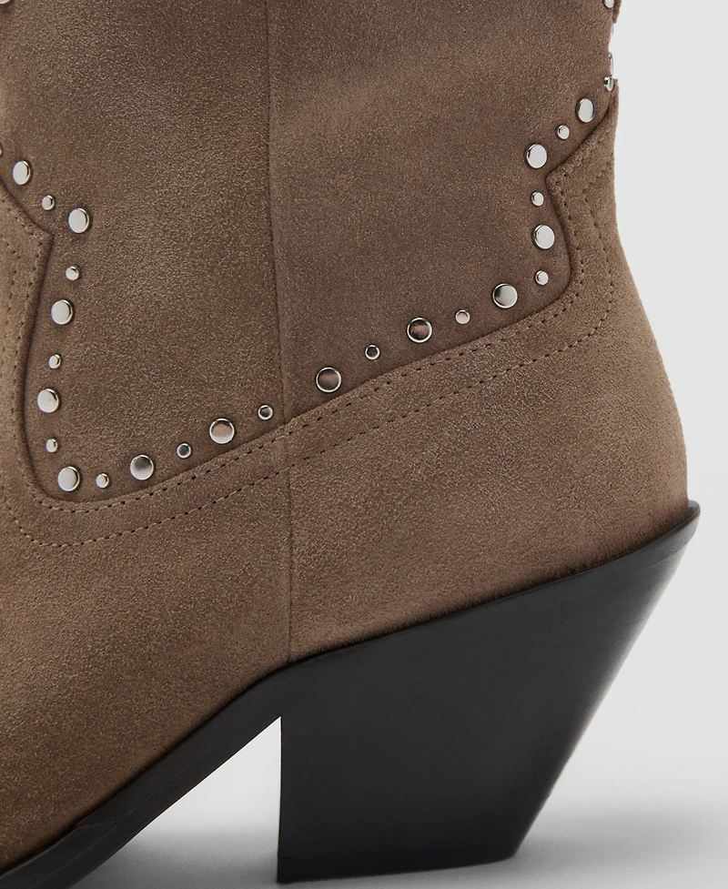 Mango Women's Studs Suede Ankle Boots