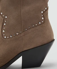 Mango Women's Studs Suede Ankle Boots