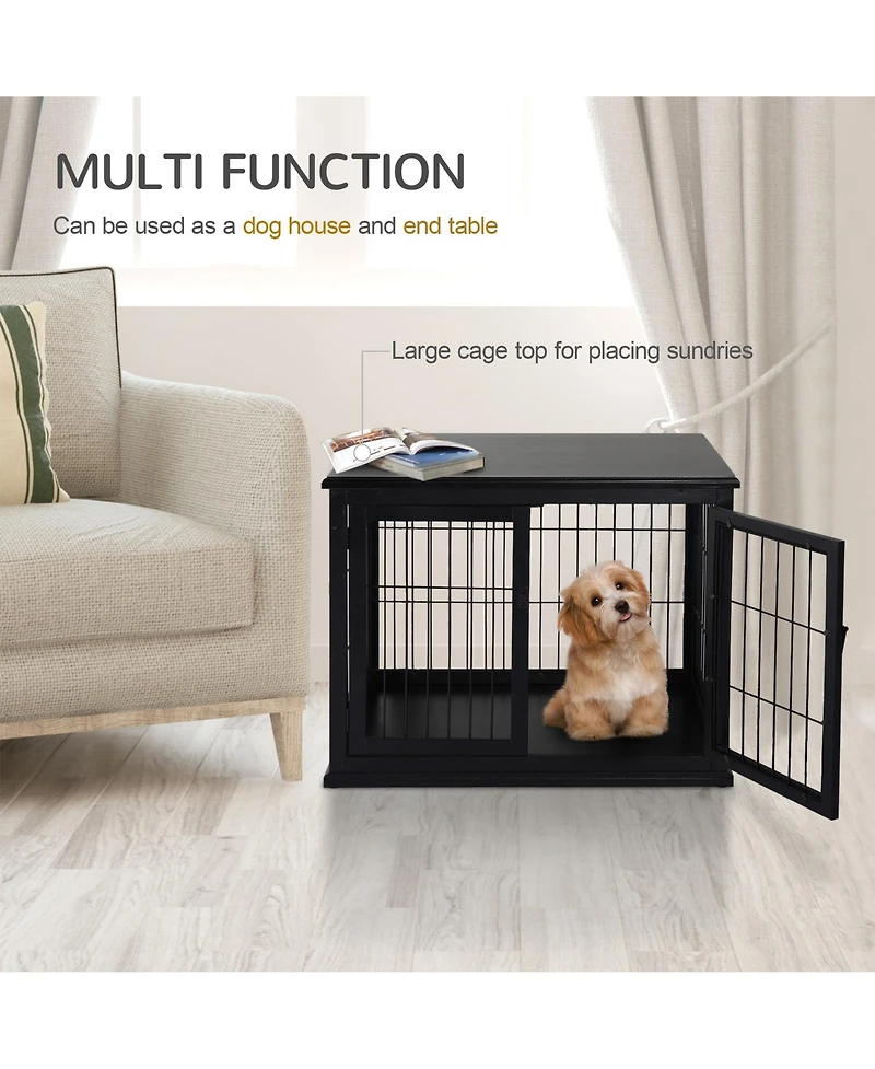 Aostirmotor Small Dog Crate End Table – Pet Cage with Two Opening Sides & Lockable Door, Decorative Indoor Kennel