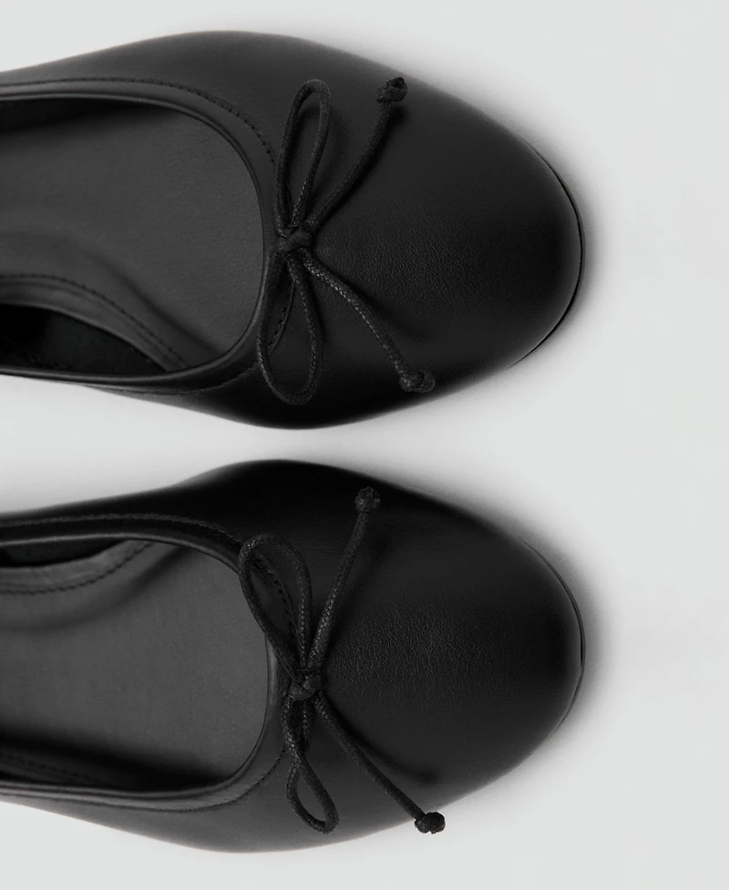 Mango Women's Bow Leather Ballet Flats