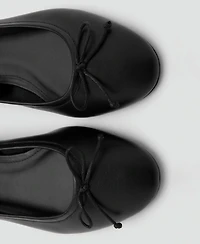 Mango Women's Bow Leather Ballet Flats