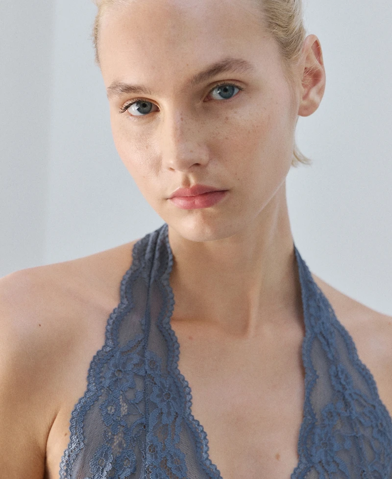 Mango Women's Back Neckline Lace Nightgown