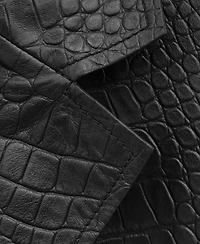 Mango Women's Leather Crocodile-Effect Coat