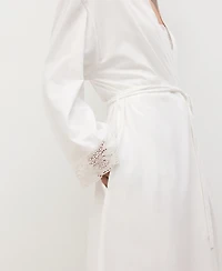 Mango Women's Lace Cotton Robe