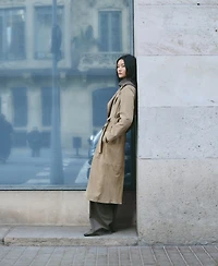 Mango Women's Leather Suede Belted Trench Coat