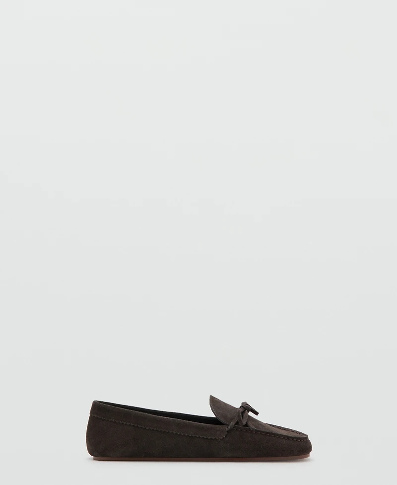 Mango Women's Bow Suede Moccasins