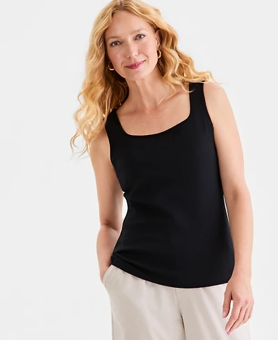 Style & Co Women's Cotton Square-Neck Tank Top, Exclusively at Macy's
