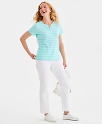Style & Co Petite Henley Neck Clover Stripe Top, Macy's Exclusive