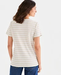Style & Co Petite Henley Neck Clover Stripe Top, Macy's Exclusive
